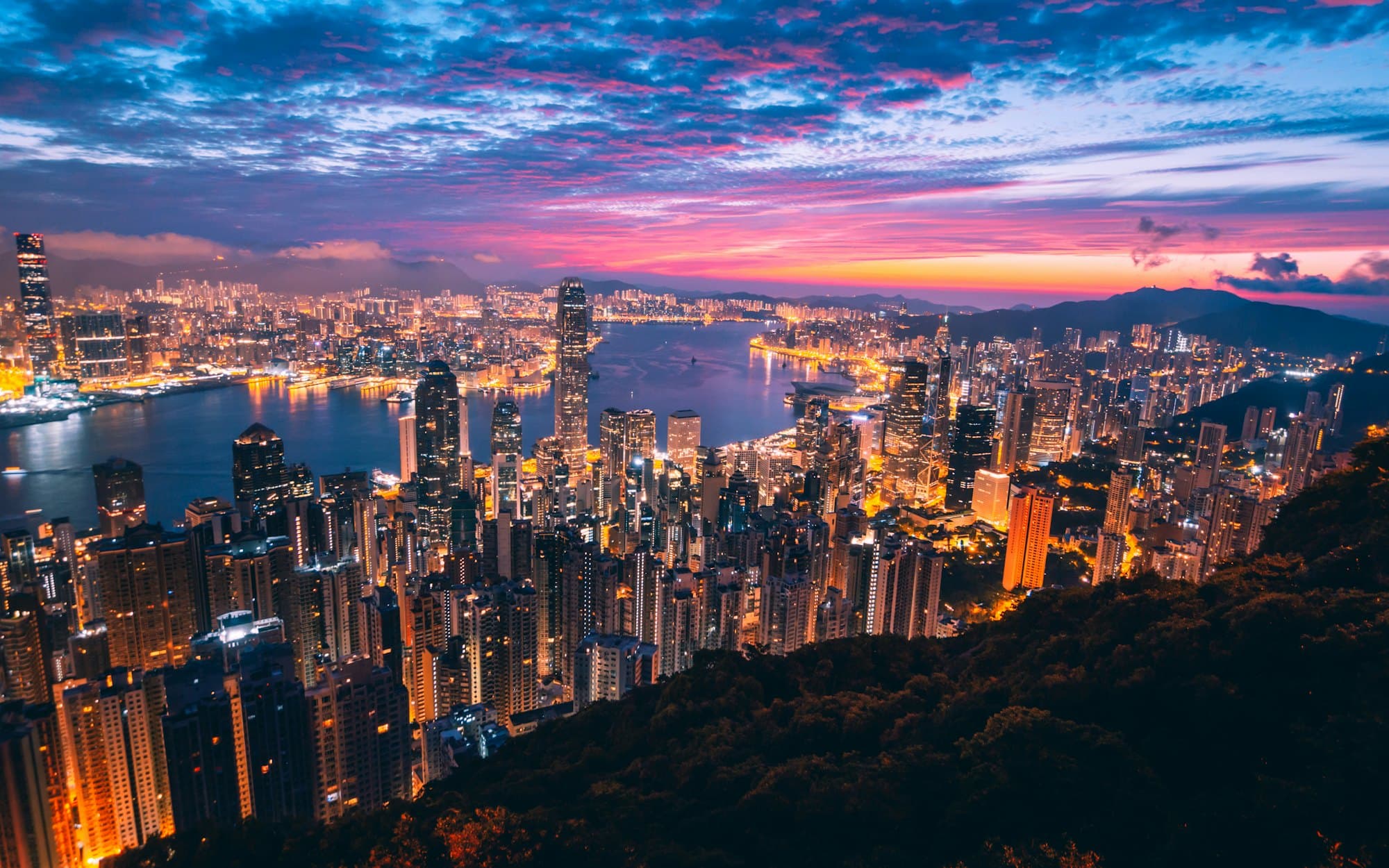 Nighttime City: A glittering skyline after dark