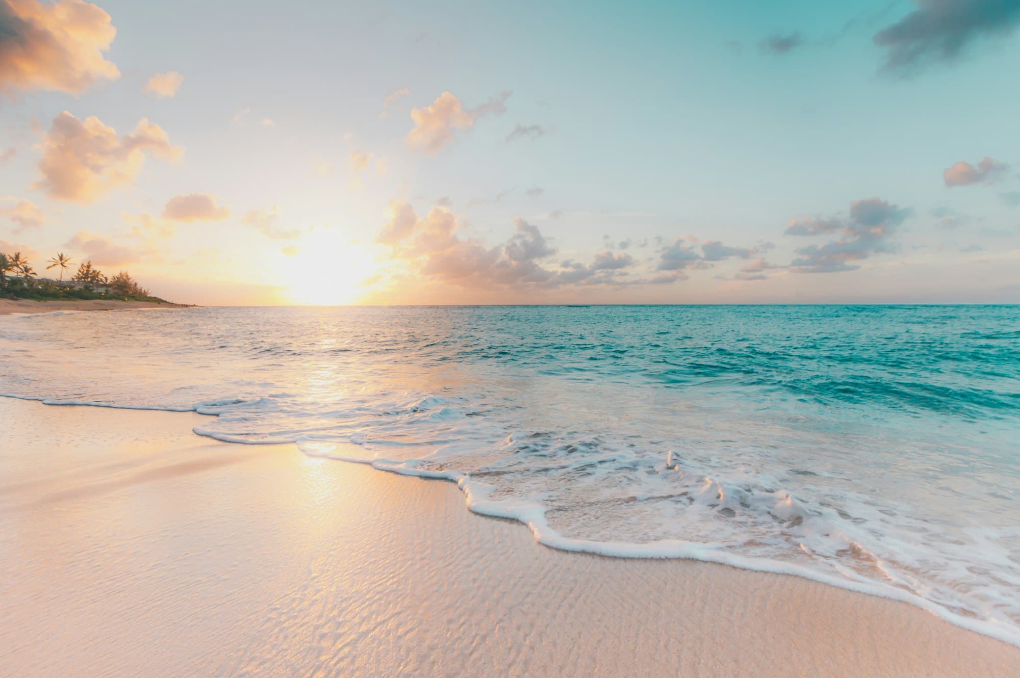 Ocean View: Slow waves on a sunset shore